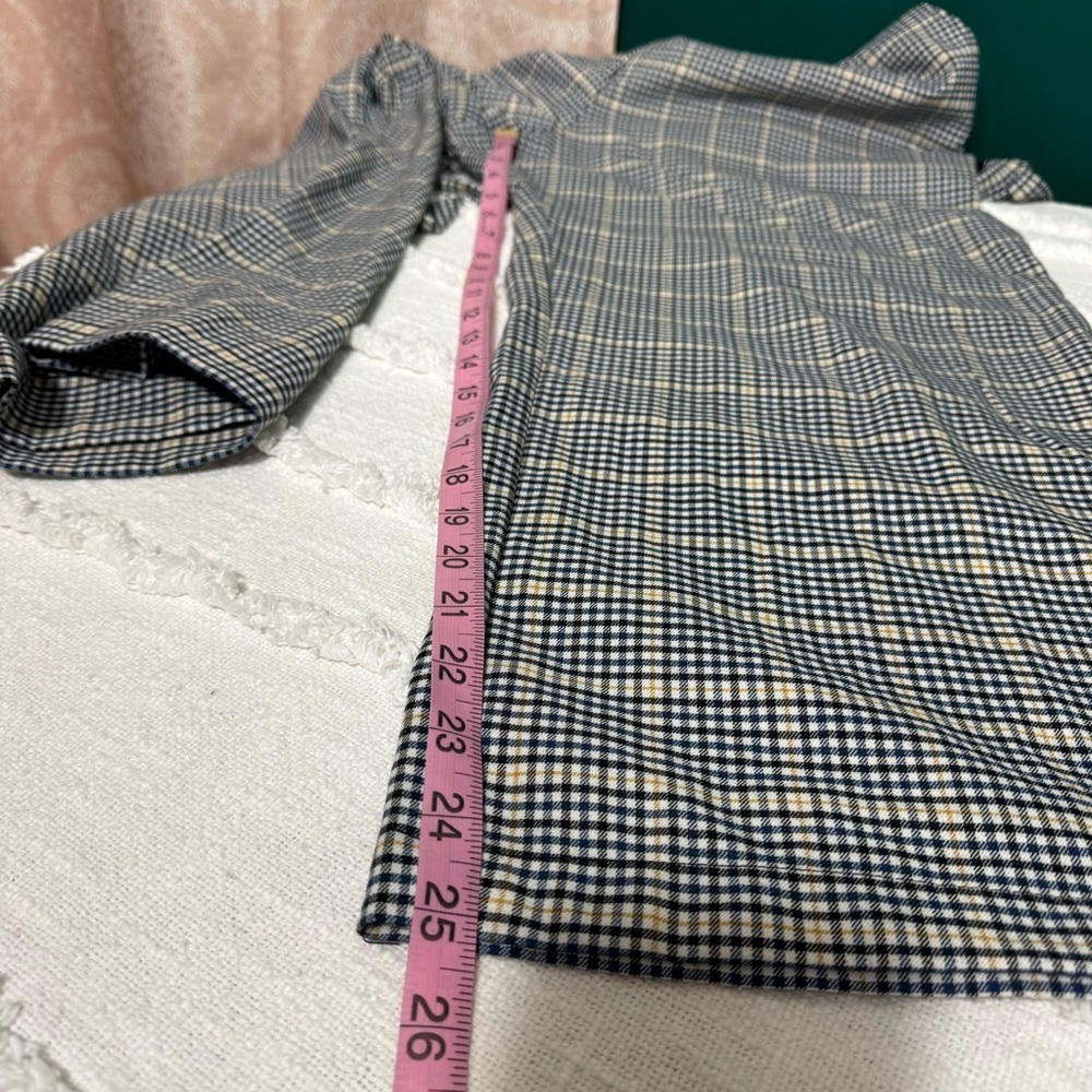 Abercrombie & Fitch Navy Yellow Checkered Plaid Sleeveless Jumpsuit w/ Tie Waist - Picture 10 of 12